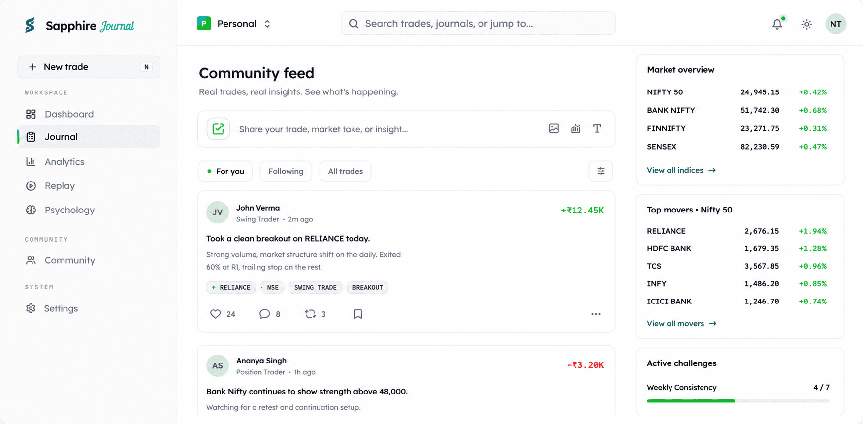 Sapphire Journal interface preview